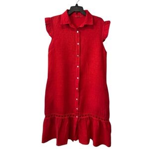Mel Meli red button down 100% linen dress